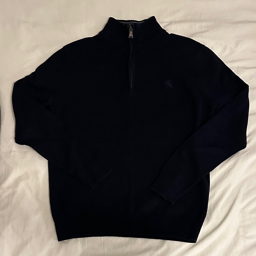 Express Men's Dark Blue Zip-Up Sweater